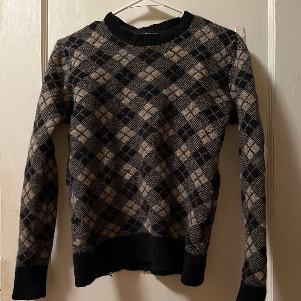 Vintage J Crew 100% Wool Argyle Sweater size XS